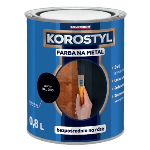 Farba do metalu Korostyl 0,8l czarna 3w1