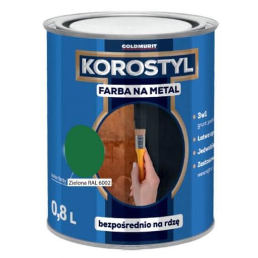 Farba do metalu Korostyl 0,8l zielona 3w1