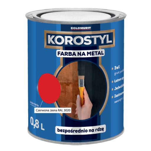 Farba do metalu Korostyl 0,8l czerwona 3w1