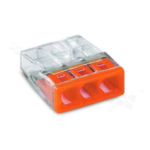 Szybkozłączka transparentna  WAGO 3x0,5-2,5 pomarańczowy